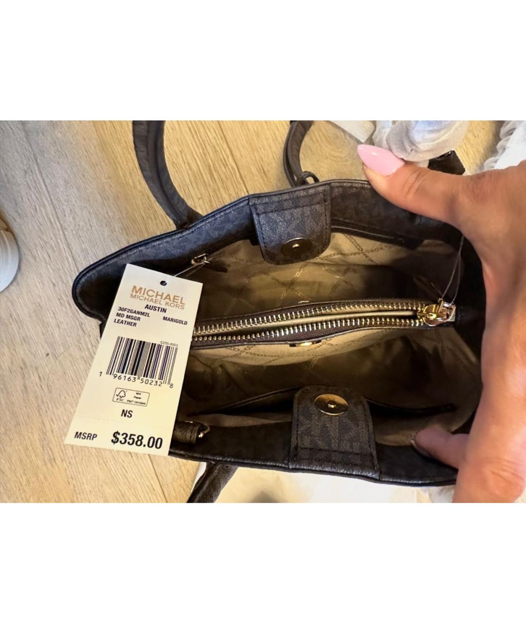 MICHAEL KORS Желтая кожаная сумка с короткими ручками, фото 7