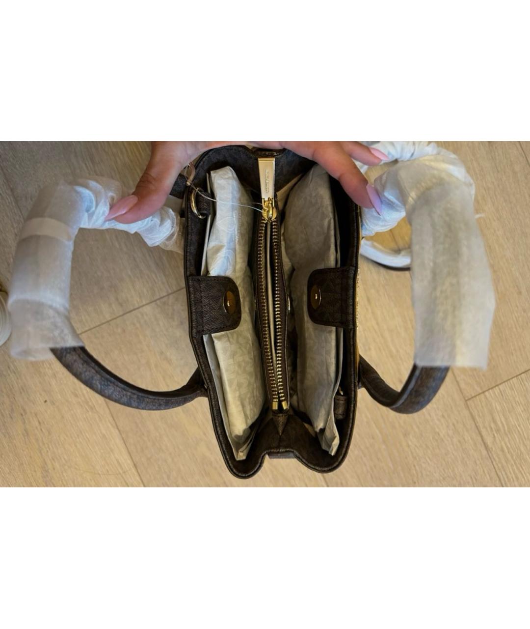 MICHAEL KORS Желтая кожаная сумка с короткими ручками, фото 4