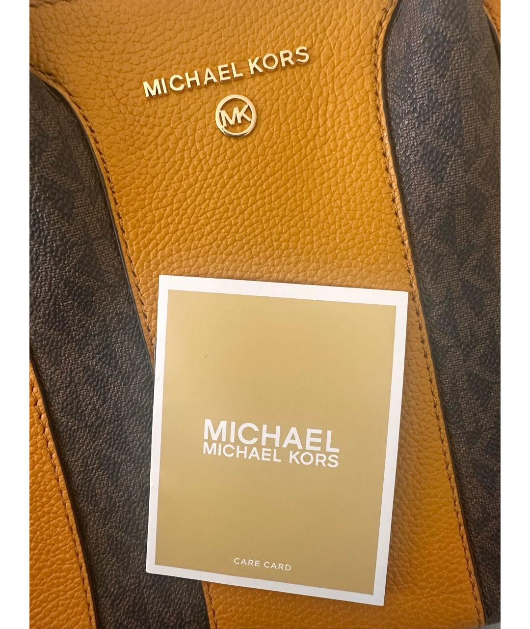 MICHAEL KORS Желтая кожаная сумка с короткими ручками, фото 8