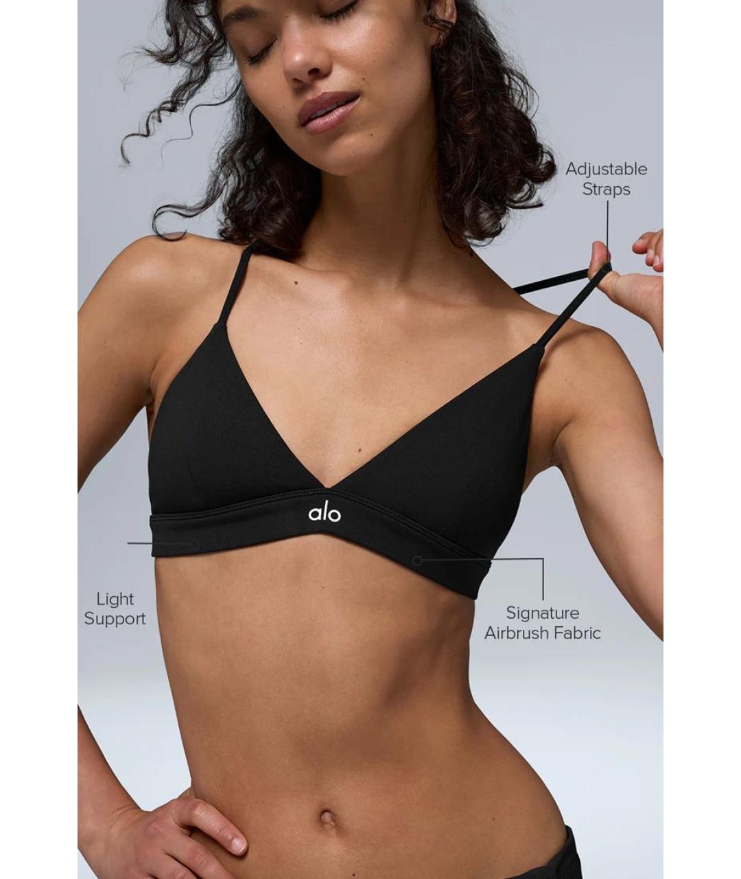 ALO YOGA Черная хлопко-эластановая майка, фото 4