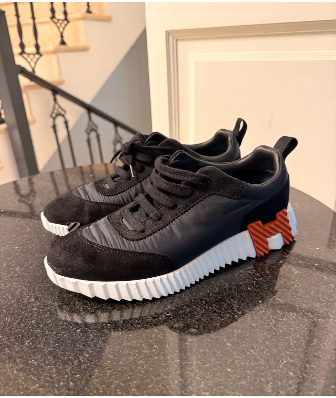 HERMES Черные замшевые кроссовки, фото 8