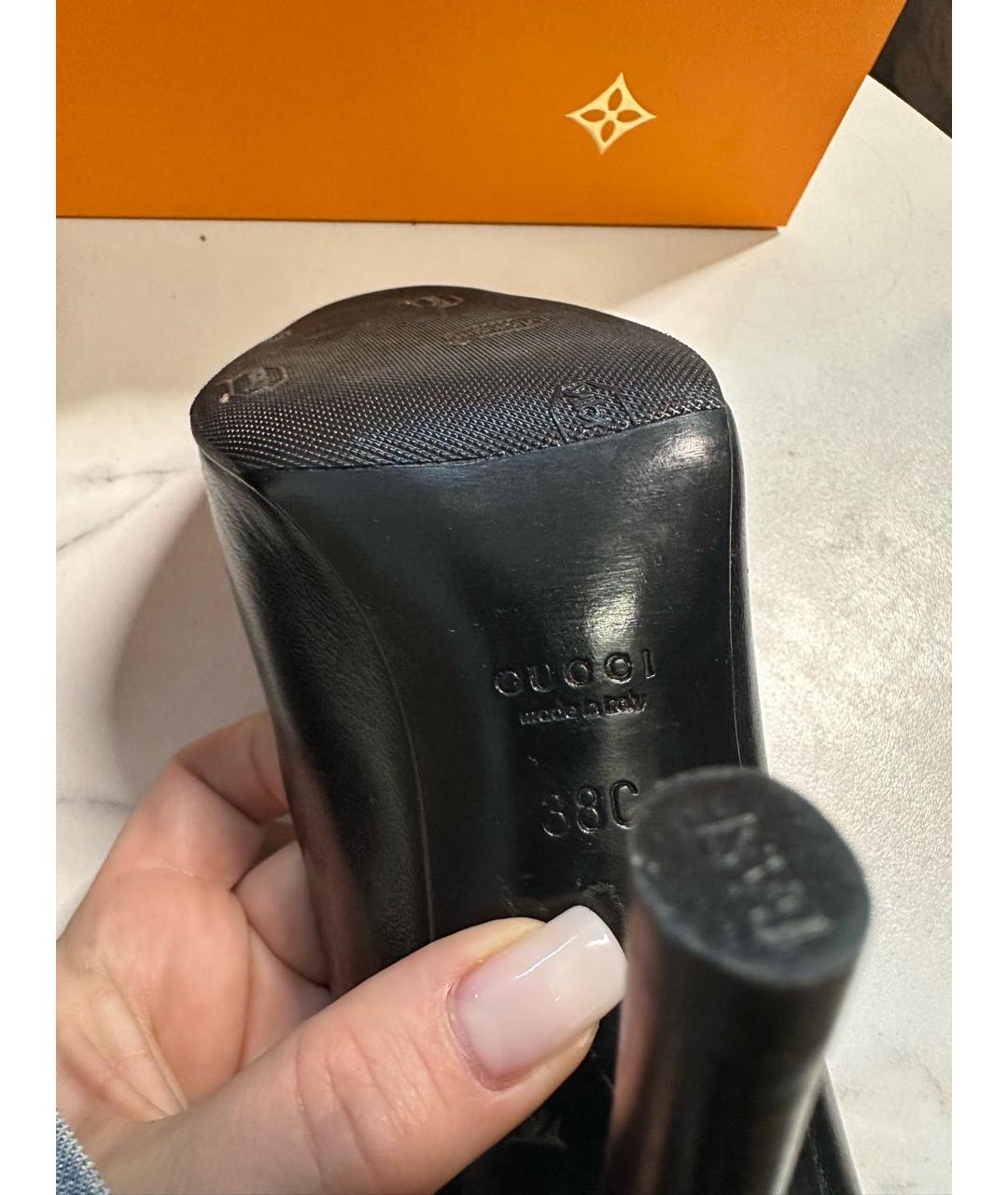 GUCCI Черные кожаные туфли, фото 6