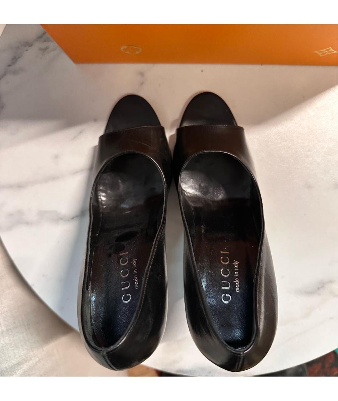 GUCCI Черные кожаные туфли, фото 3