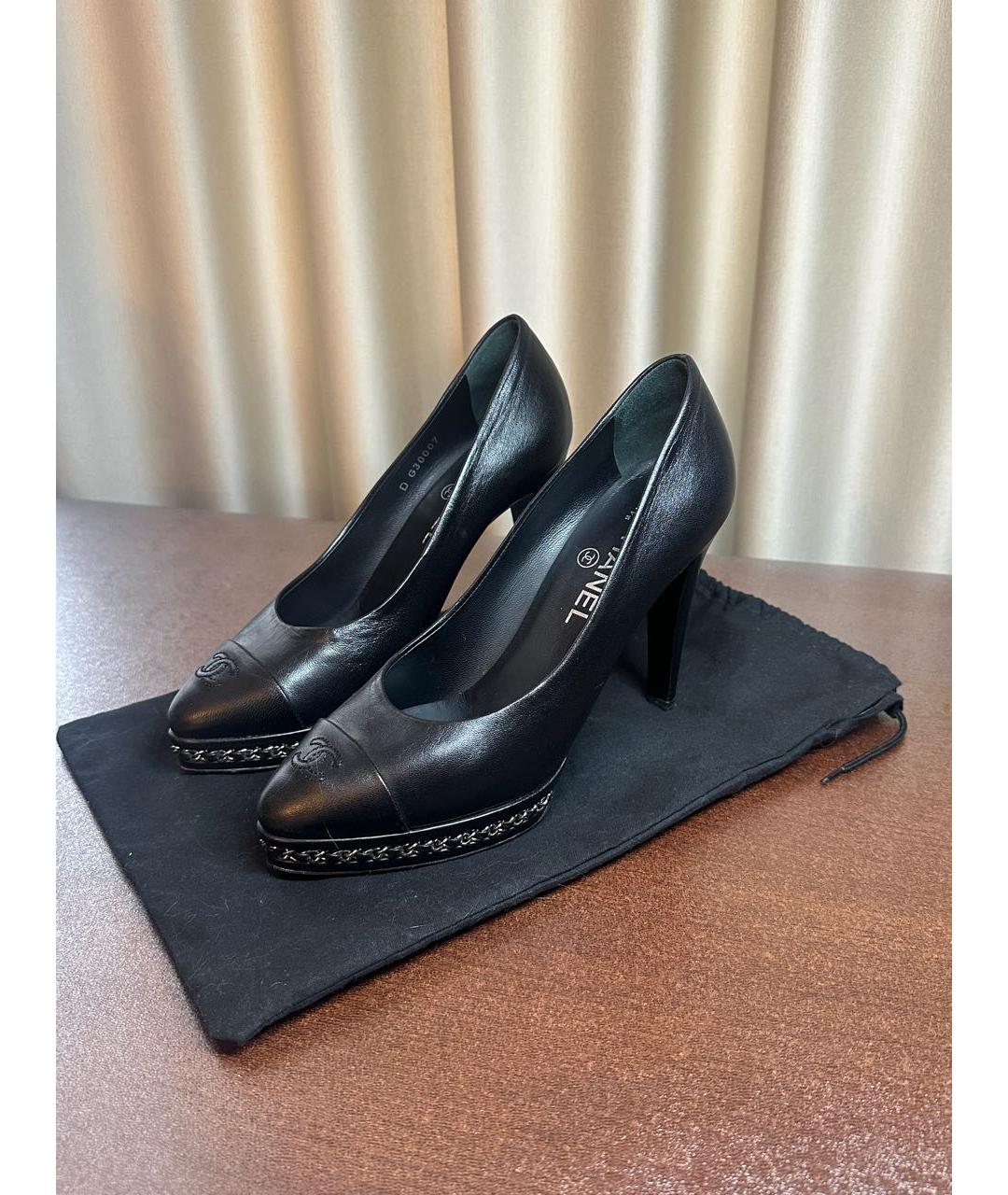 CHANEL Черные кожаные туфли, фото 5