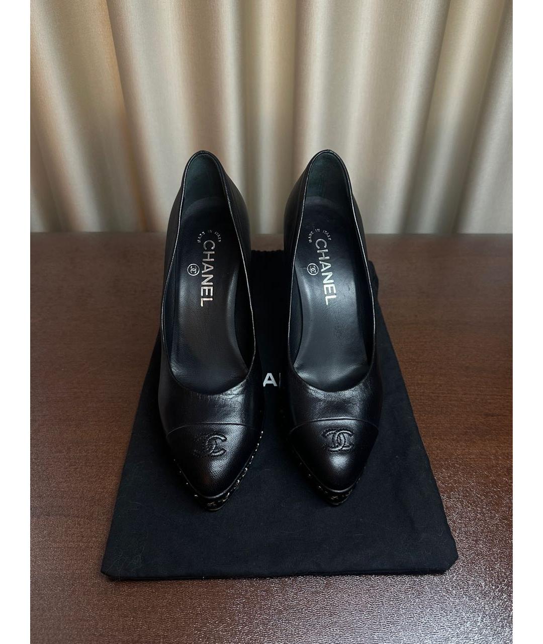 CHANEL Черные кожаные туфли, фото 3