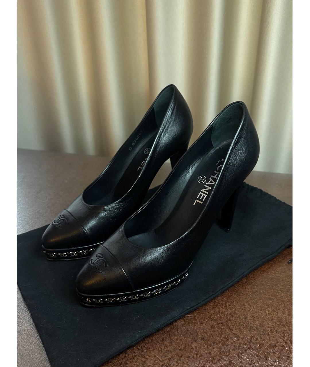 CHANEL Черные кожаные туфли, фото 2