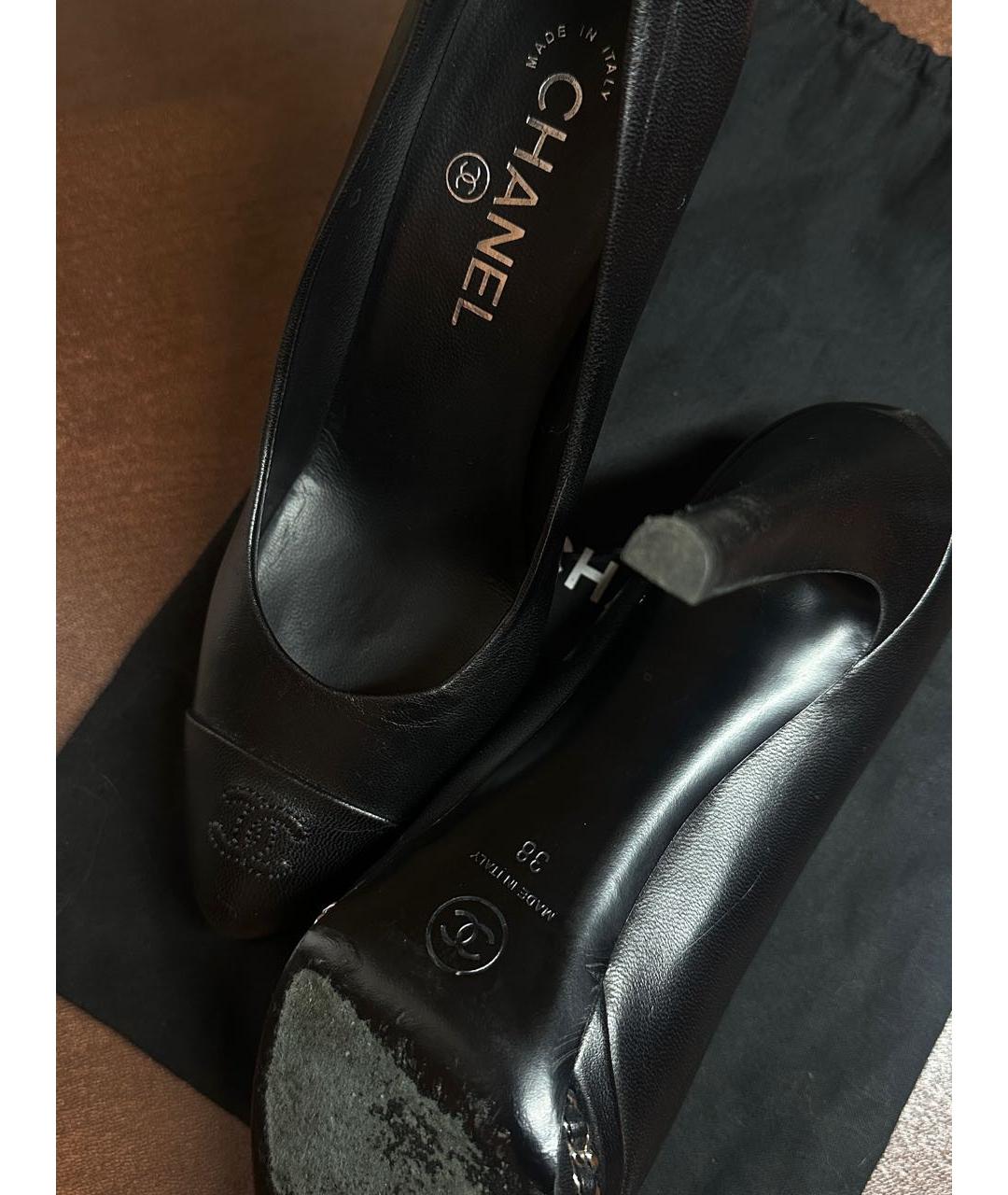 CHANEL Черные кожаные туфли, фото 4