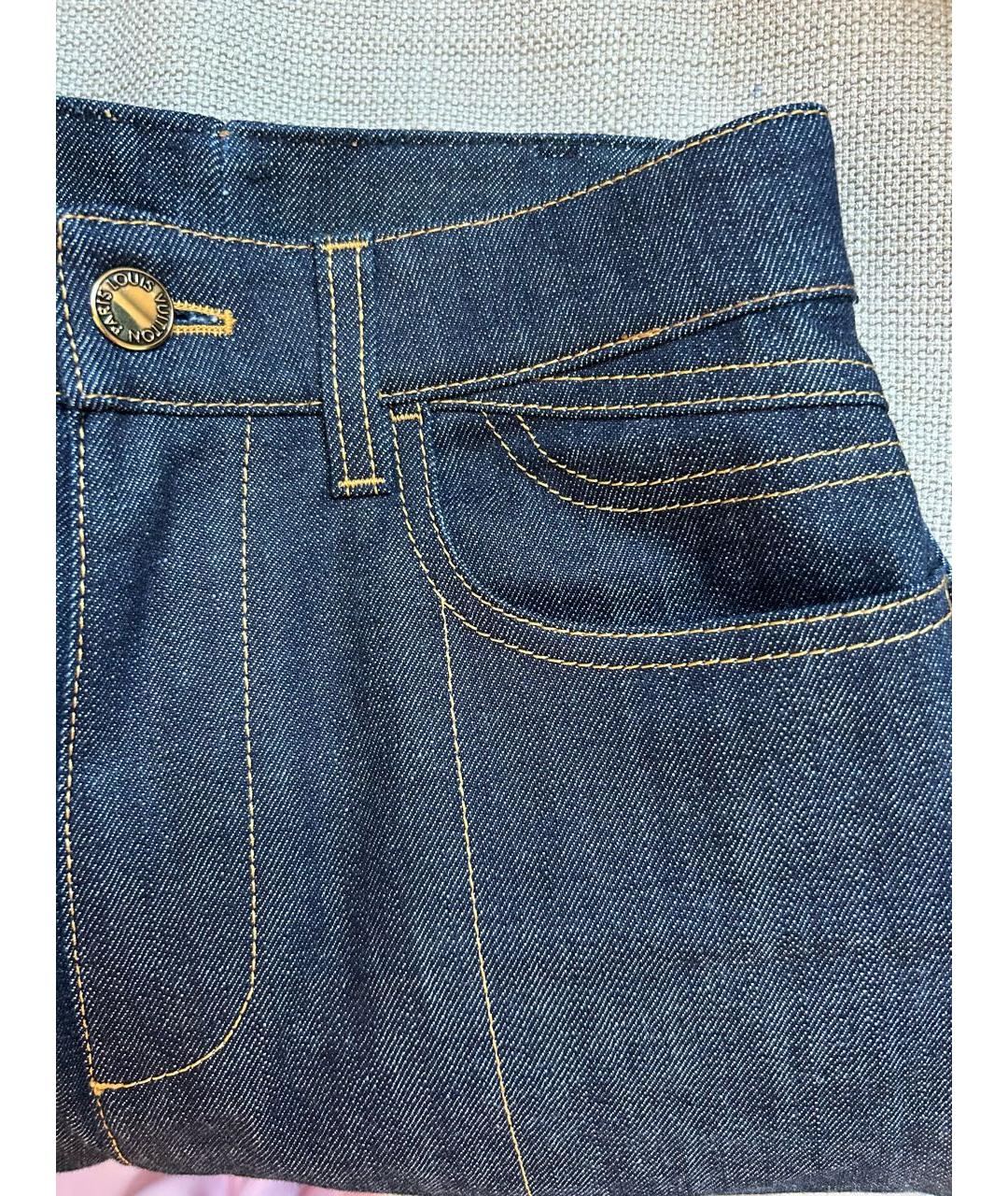 LOUIS VUITTON Темно-синие хлопко-эластановые прямые джинсы, фото 4