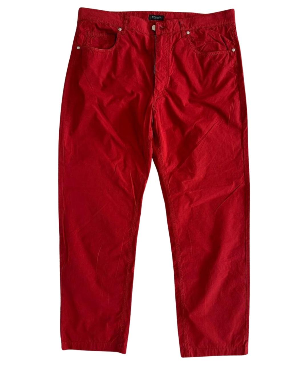 CANALI Красные хлопковые повседневные брюки, фото 1