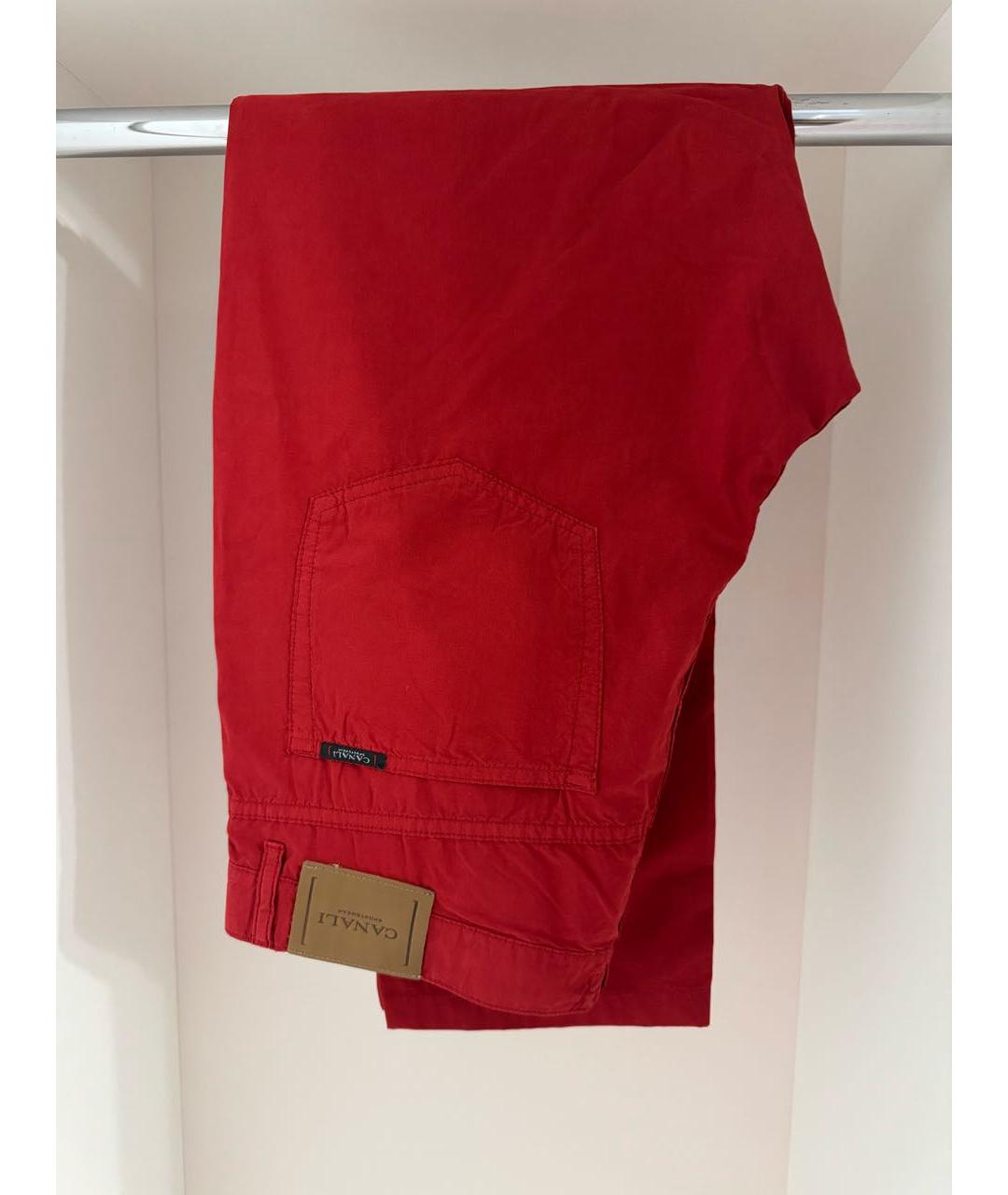 CANALI Красные хлопковые повседневные брюки, фото 4