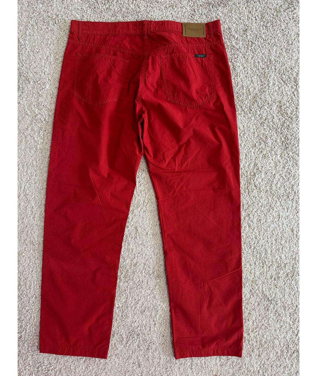 CANALI Красные хлопковые повседневные брюки, фото 2