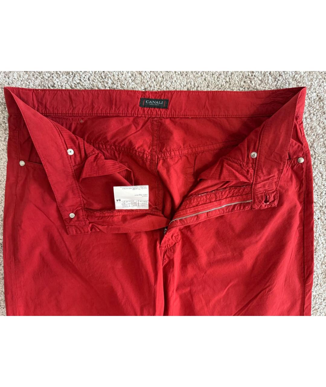 CANALI Красные хлопковые повседневные брюки, фото 3