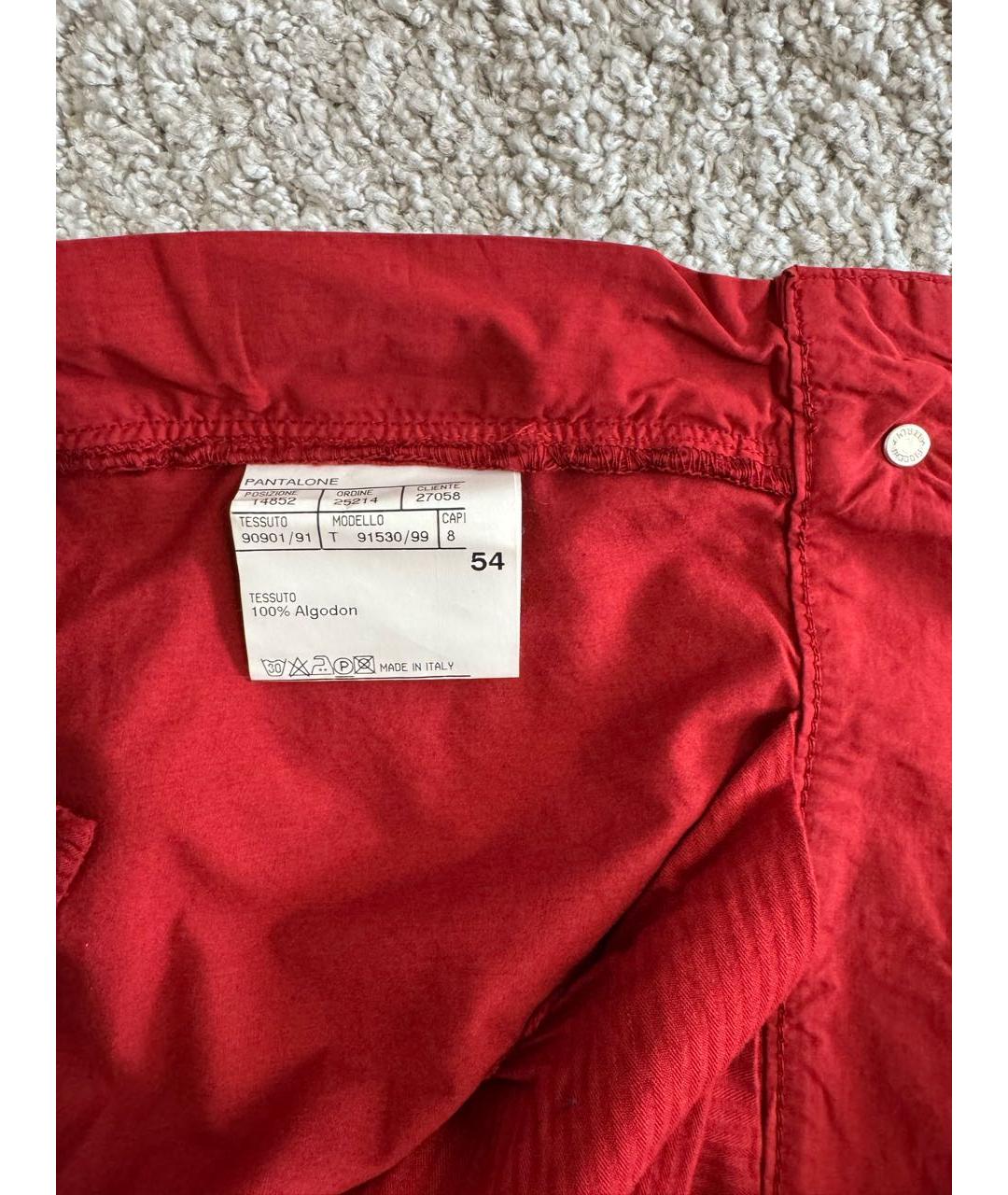 CANALI Красные хлопковые повседневные брюки, фото 5