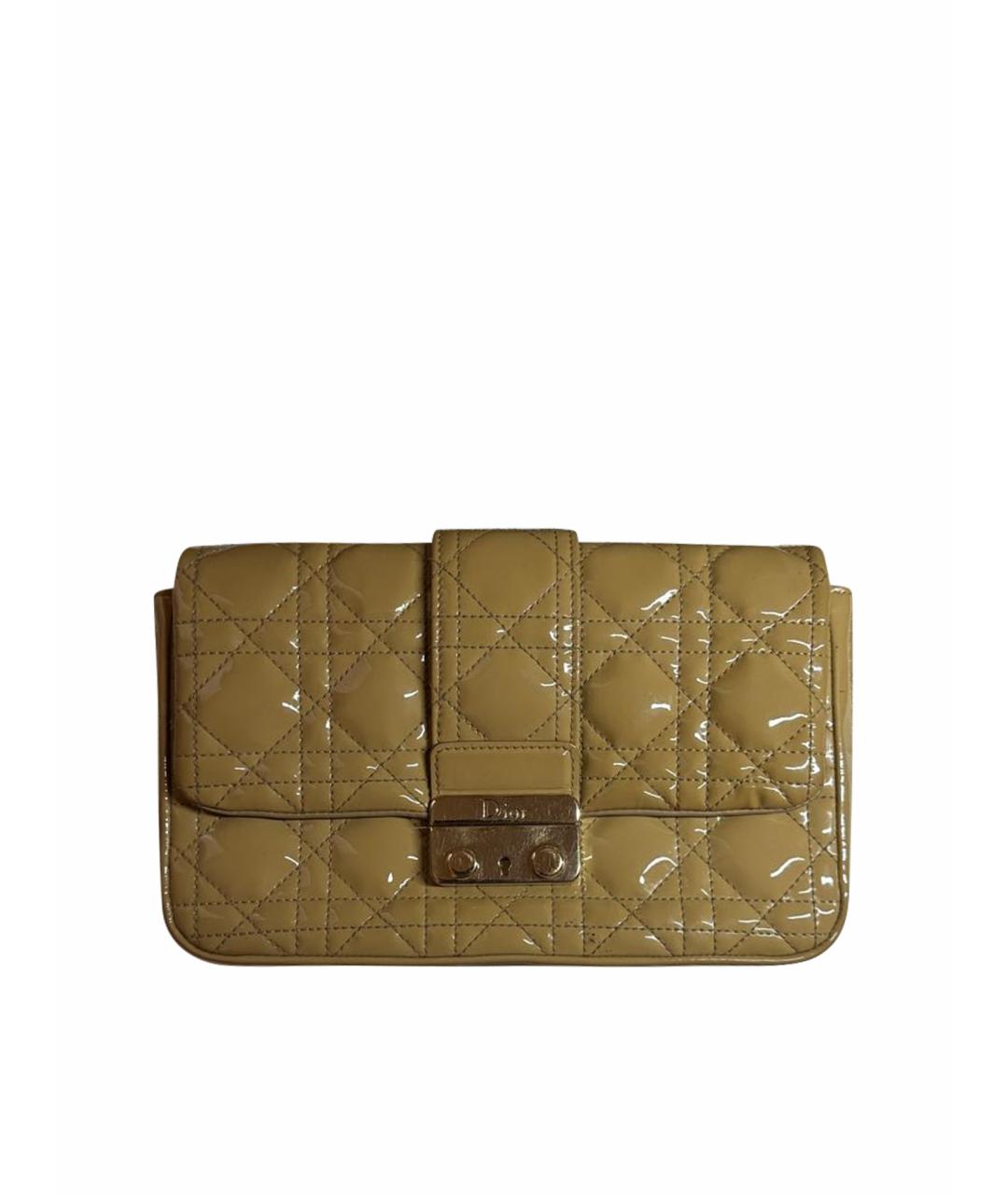 CHRISTIAN DIOR Бежевая сумка через плечо из лакированной кожи, фото 1