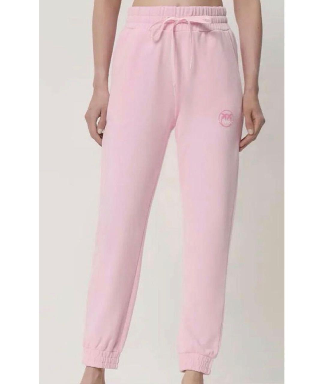 PINKO Розовые хлопковые прямые брюки, фото 5