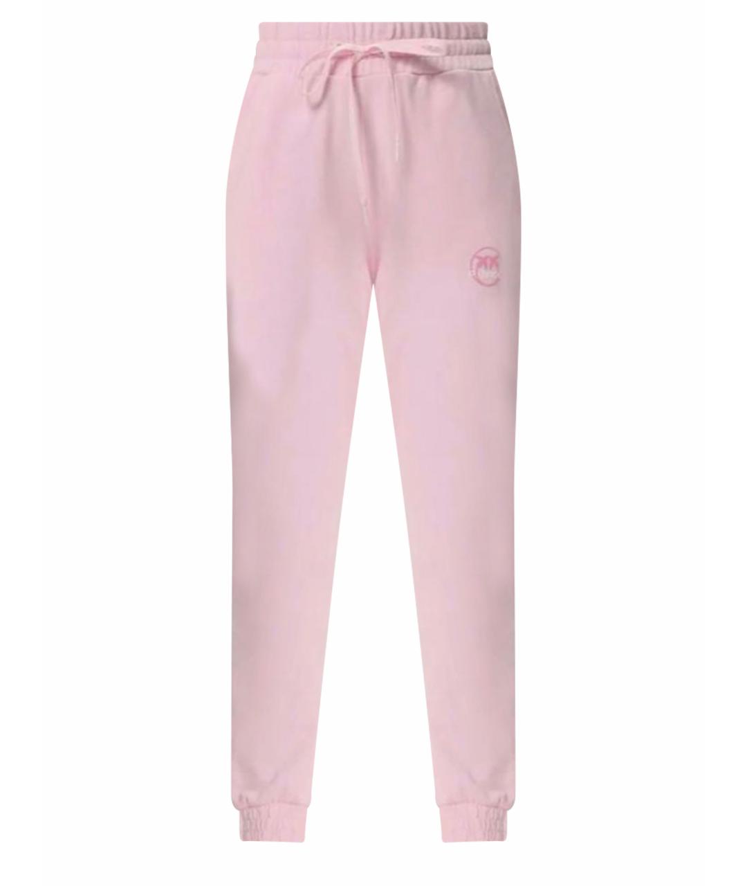 PINKO Розовые хлопковые прямые брюки, фото 1