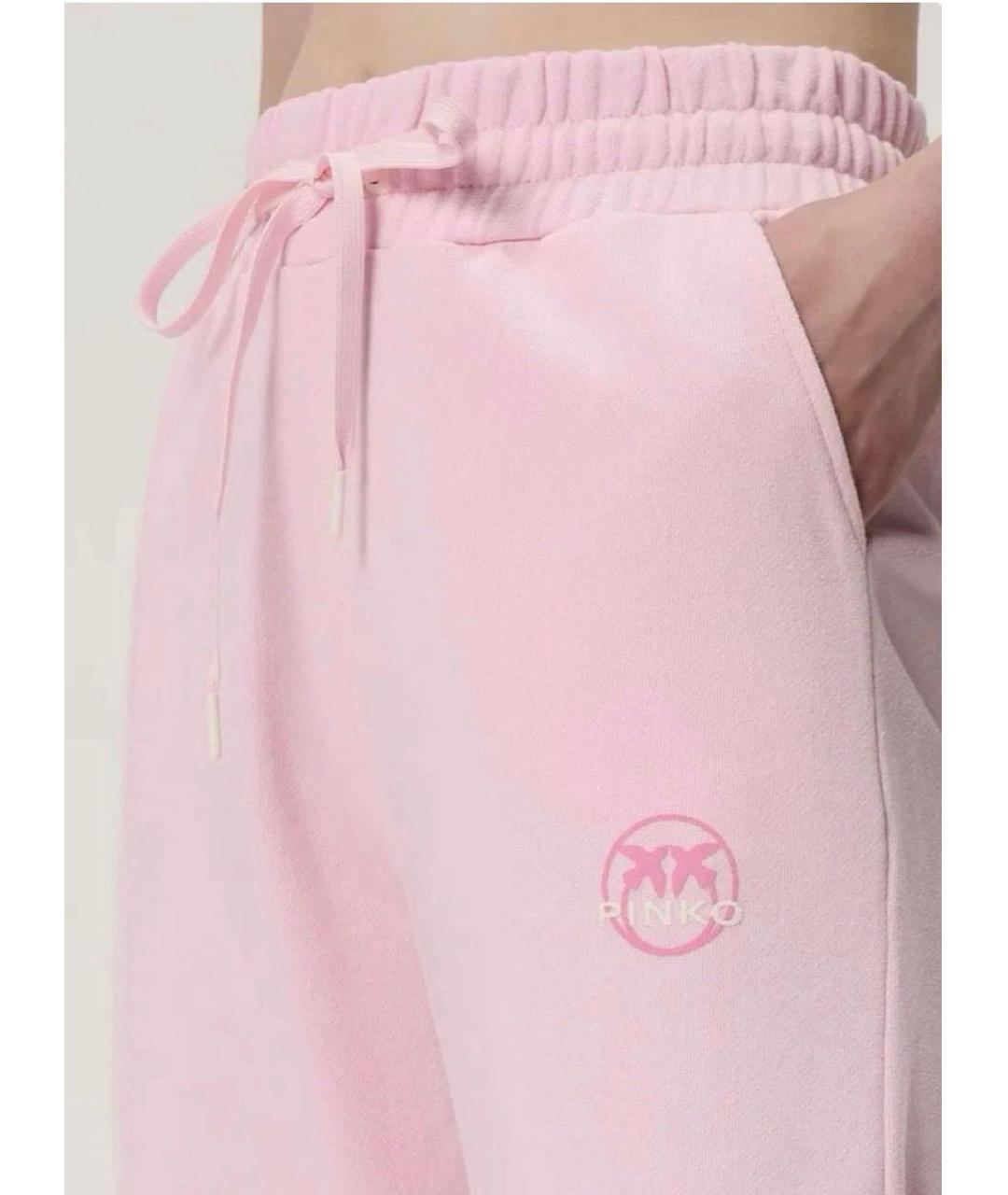PINKO Розовые хлопковые прямые брюки, фото 4
