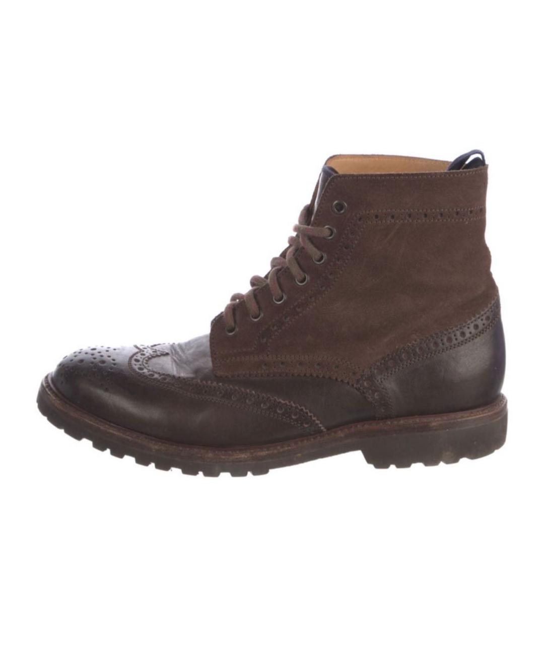 BRUNELLO CUCINELLI Коричневые кожаные высокие ботинки, фото 3