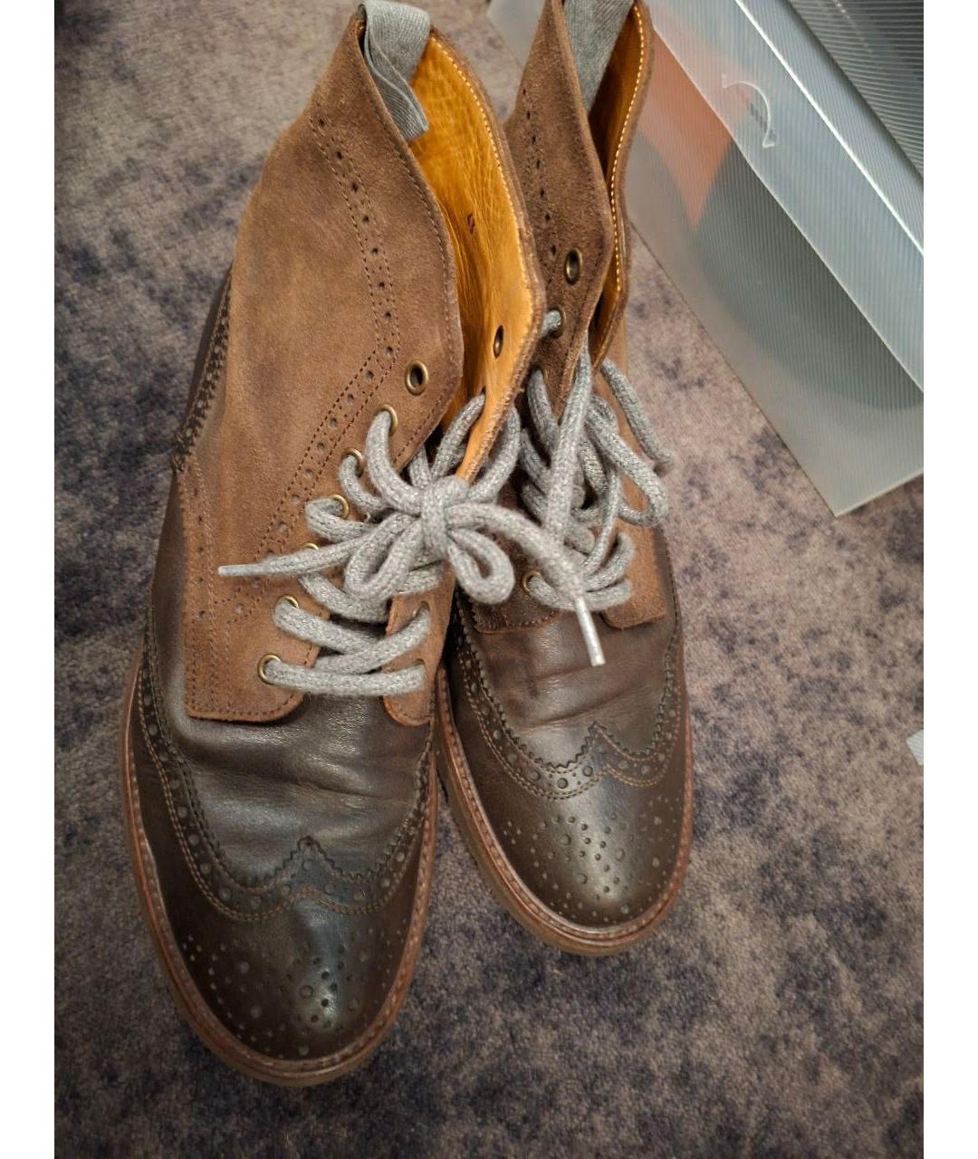 BRUNELLO CUCINELLI Коричневые кожаные высокие ботинки, фото 2