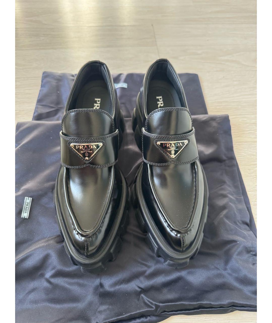 PRADA Черные кожаные лоферы, фото 2