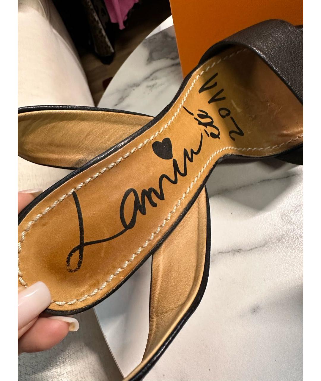 LANVIN Черные кожаные босоножки, фото 5