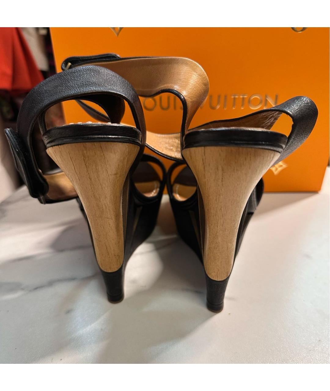 LANVIN Черные кожаные босоножки, фото 4