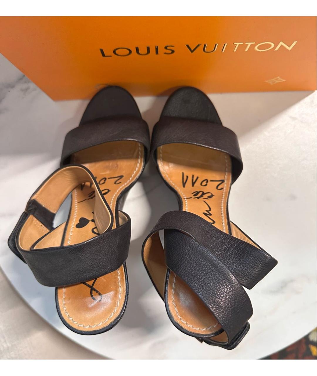 LANVIN Черные кожаные босоножки, фото 3