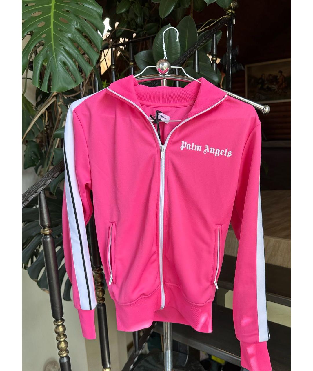 PALM ANGELS Розовая полиэстеровая спортивная куртка, фото 9