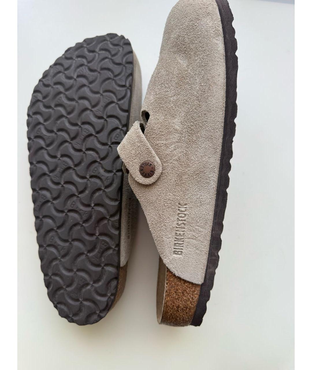 BIRKENSTOCK Бежевые замшевые сабо, фото 4