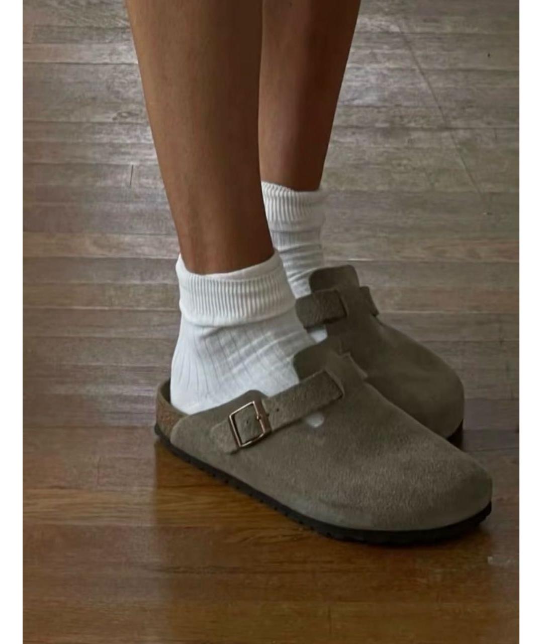 BIRKENSTOCK Бежевые замшевые сабо, фото 7