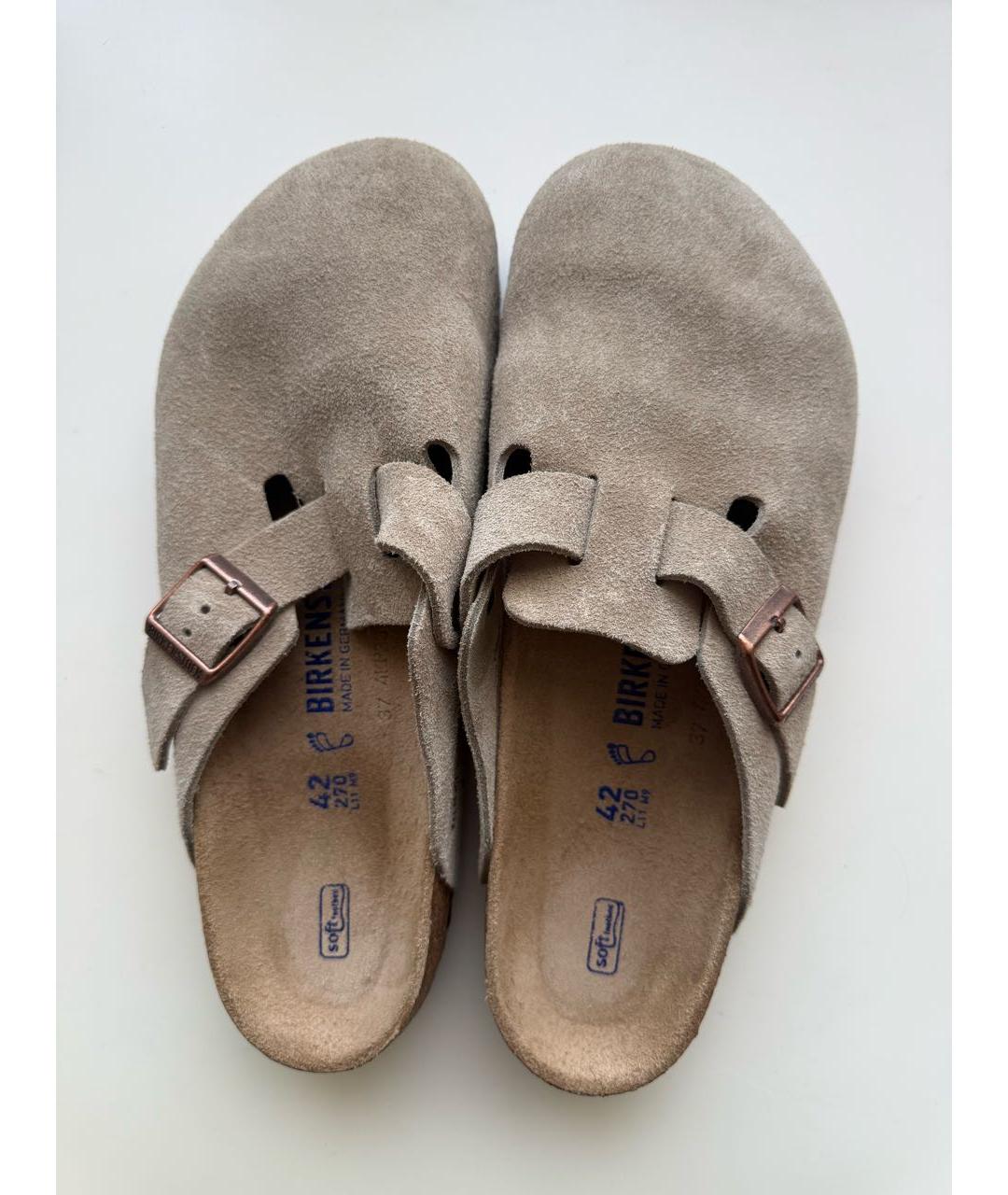 BIRKENSTOCK Бежевые замшевые сабо, фото 3