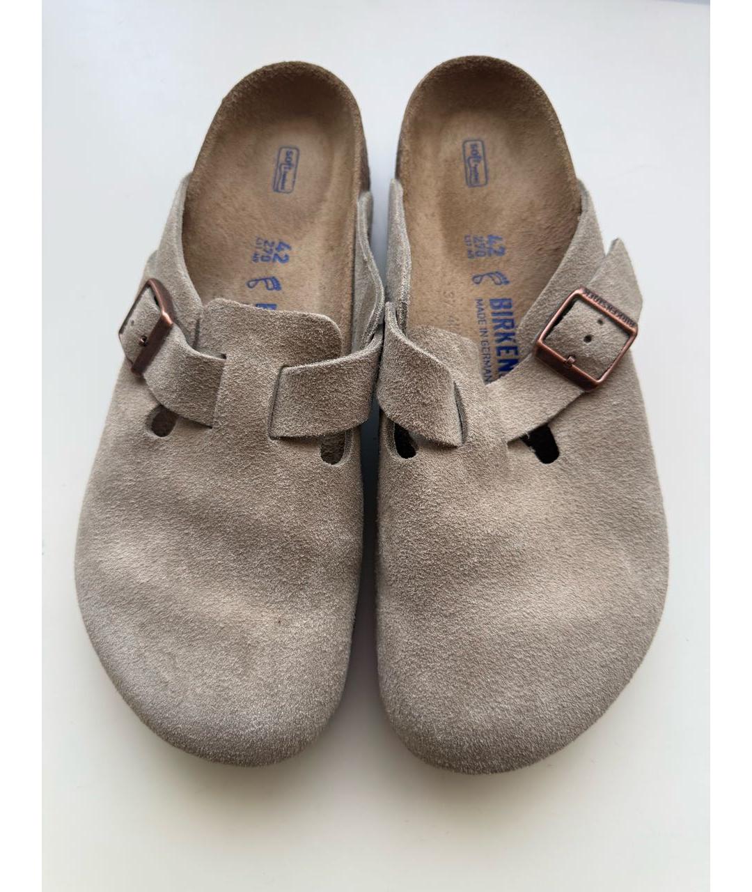 BIRKENSTOCK Бежевые замшевые сабо, фото 2