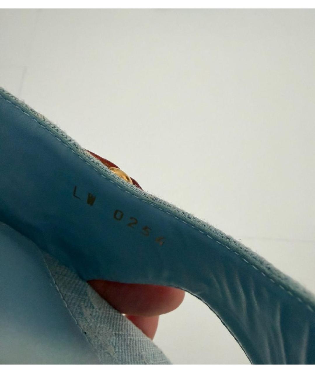 LOUIS VUITTON Голубые текстильные мюли, фото 6