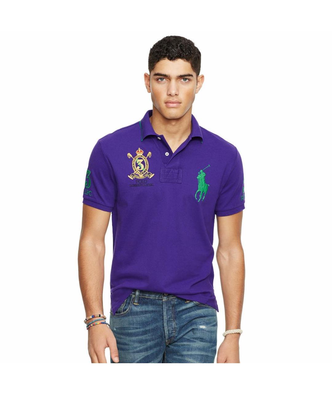 POLO RALPH LAUREN Фиолетовое хлопковое поло с коротким рукавом, фото 2