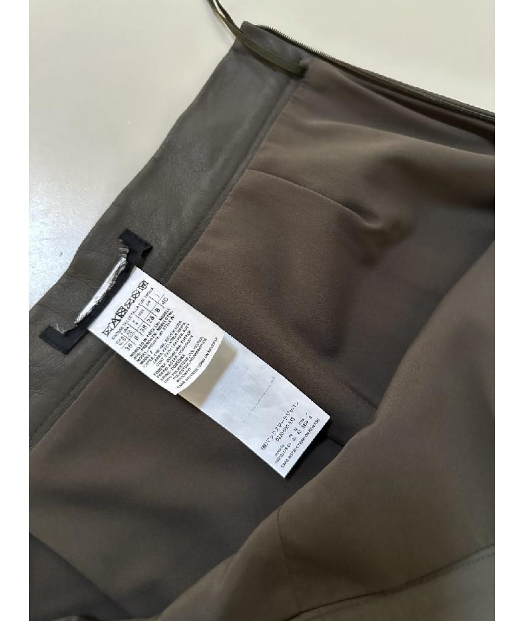 WEEKEND MAX MARA Хаки кожаные кюлоты, фото 5