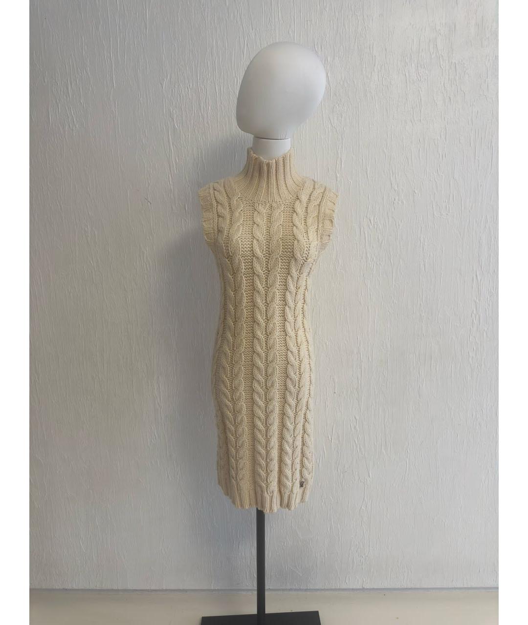 JOHN GALLIANO Белое шерстяное повседневное платье, фото 8