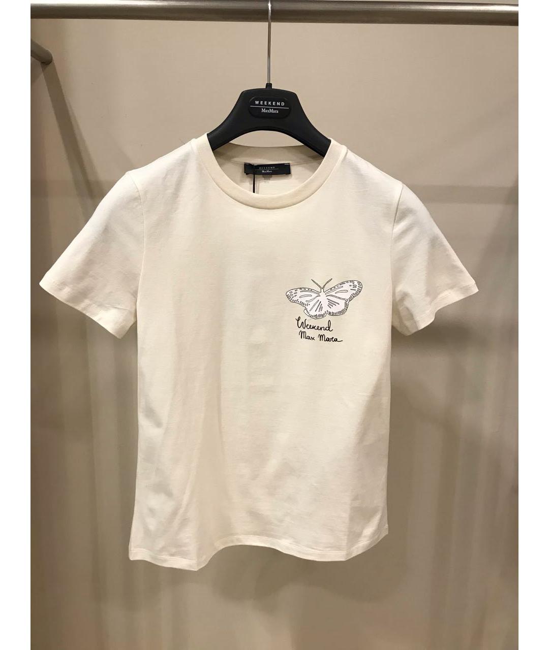 WEEKEND MAX MARA Белая хлопковая футболка, фото 2