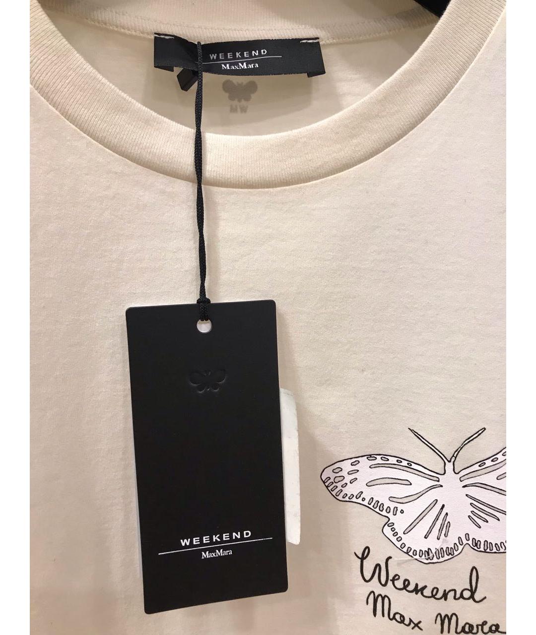 WEEKEND MAX MARA Белая хлопковая футболка, фото 4