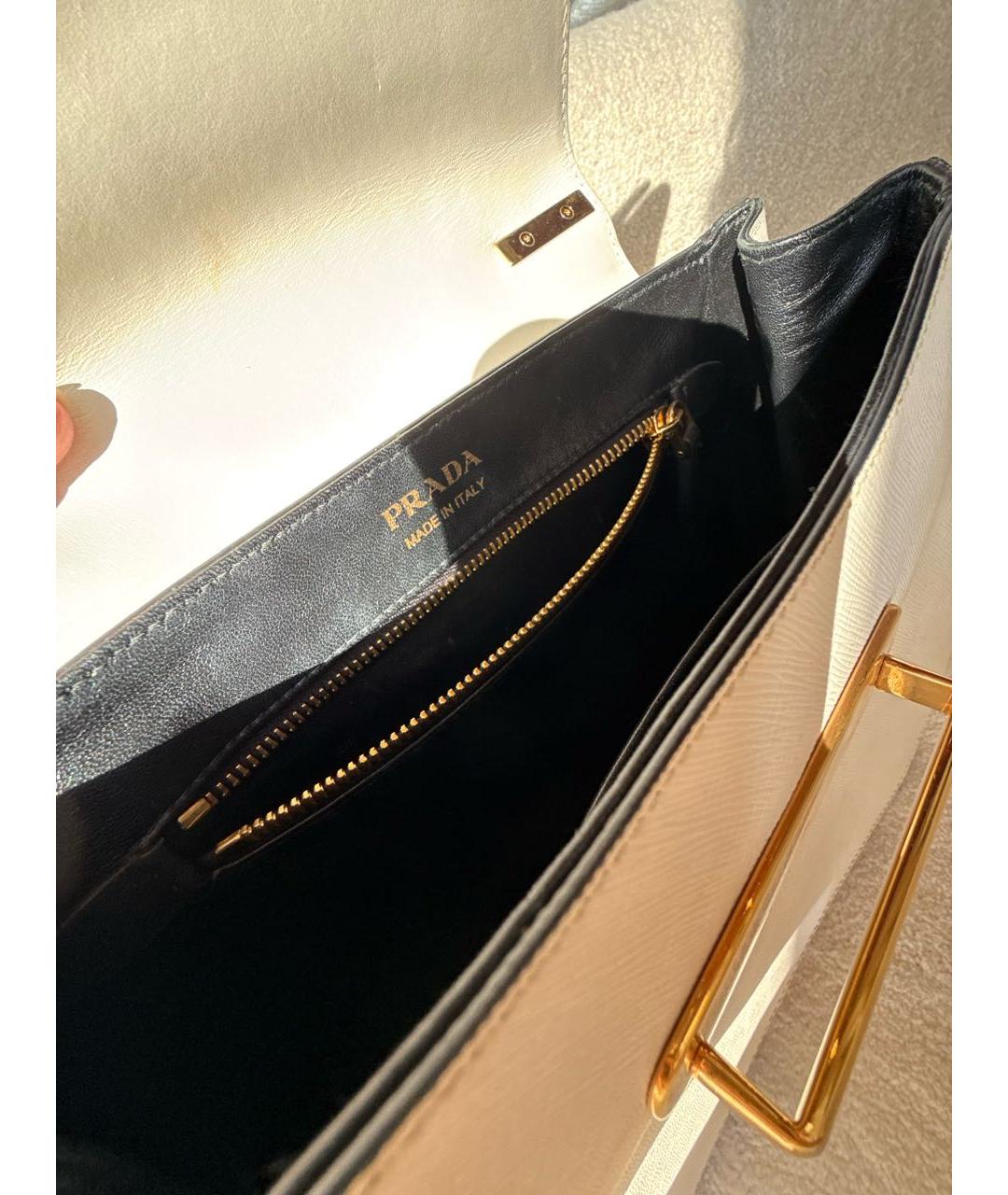 PRADA Белая кожаная сумка с короткими ручками, фото 4