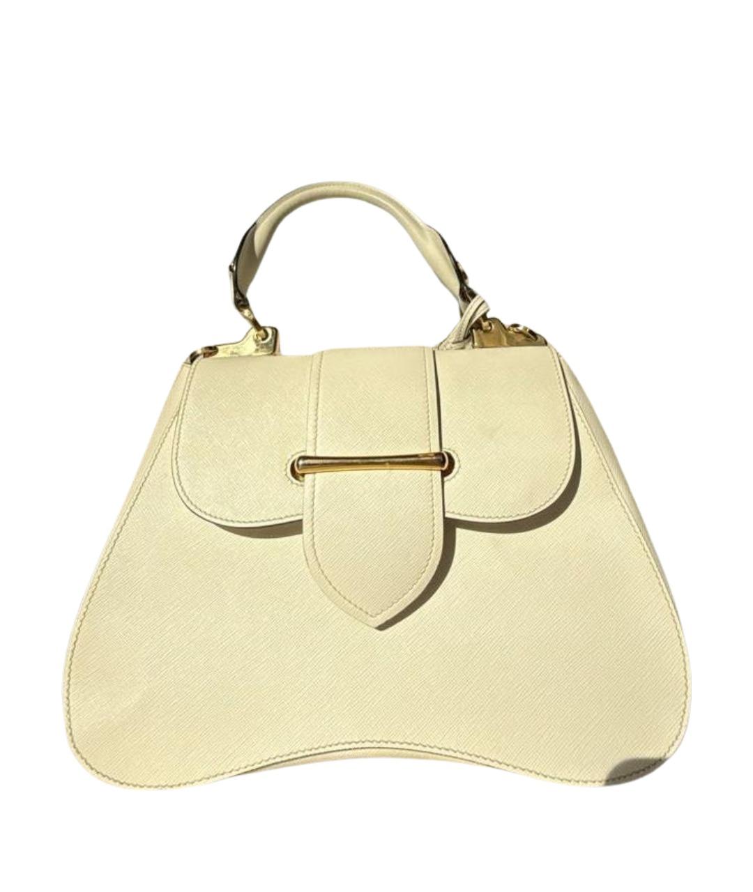 PRADA Белая кожаная сумка с короткими ручками, фото 1