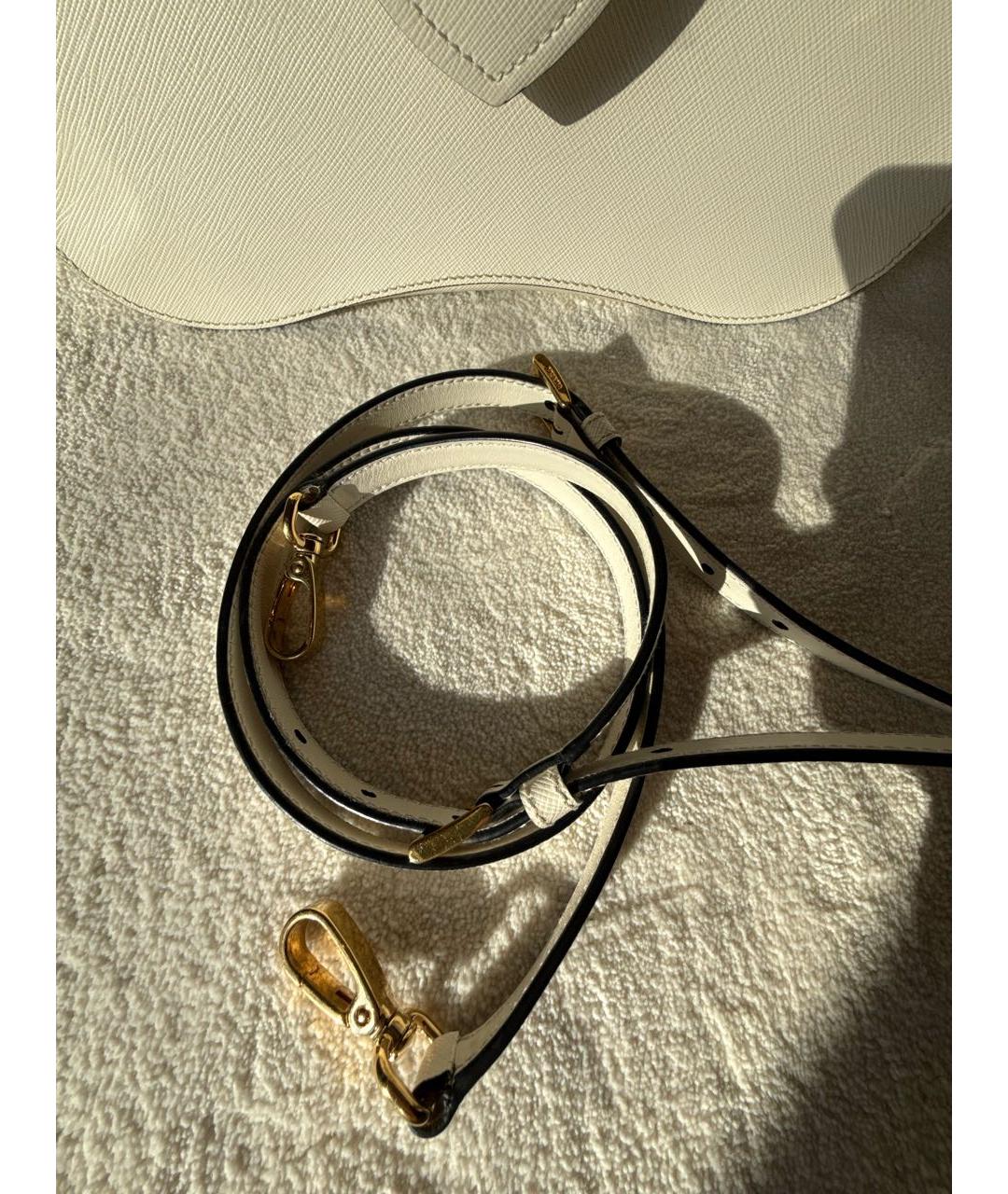 PRADA Белая кожаная сумка с короткими ручками, фото 8