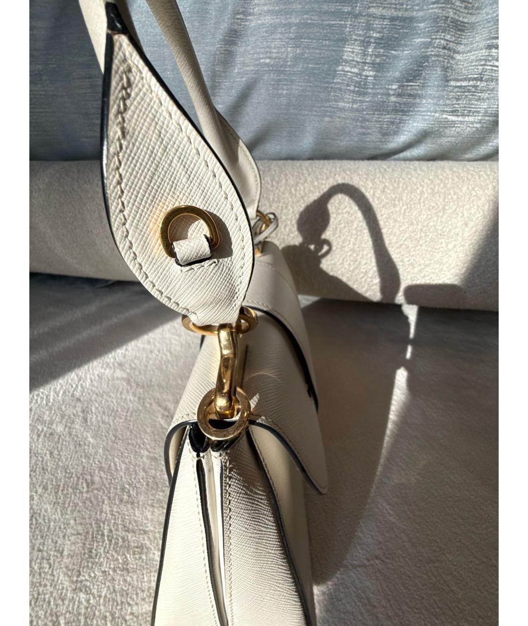 PRADA Белая кожаная сумка с короткими ручками, фото 7