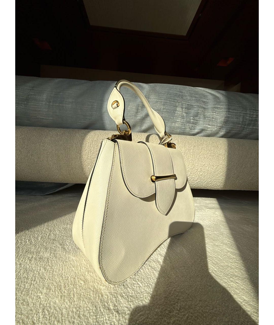 PRADA Белая кожаная сумка с короткими ручками, фото 2