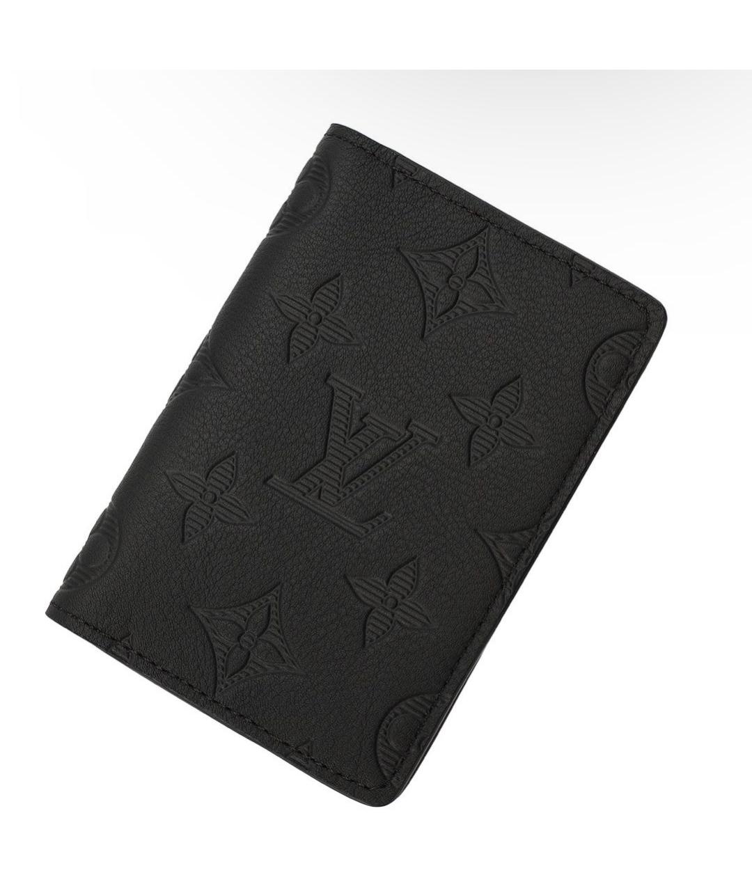 LOUIS VUITTON Черный кожаный кардхолдер, фото 4