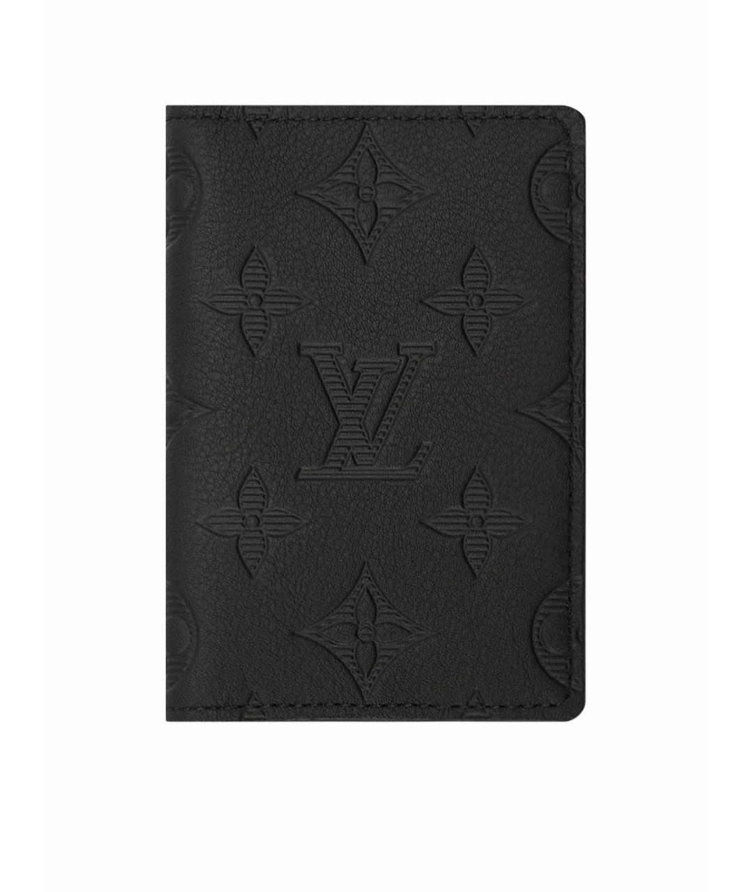 LOUIS VUITTON Черный кожаный кардхолдер, фото 1