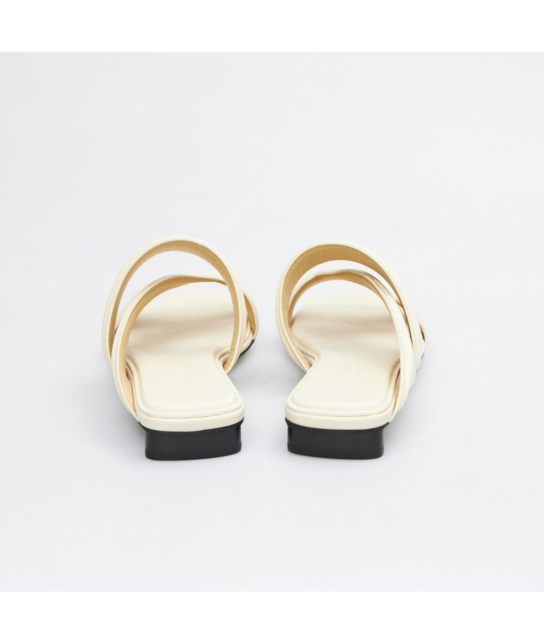 BOTTEGA VENETA Бежевые кожаные шлепанцы, фото 4