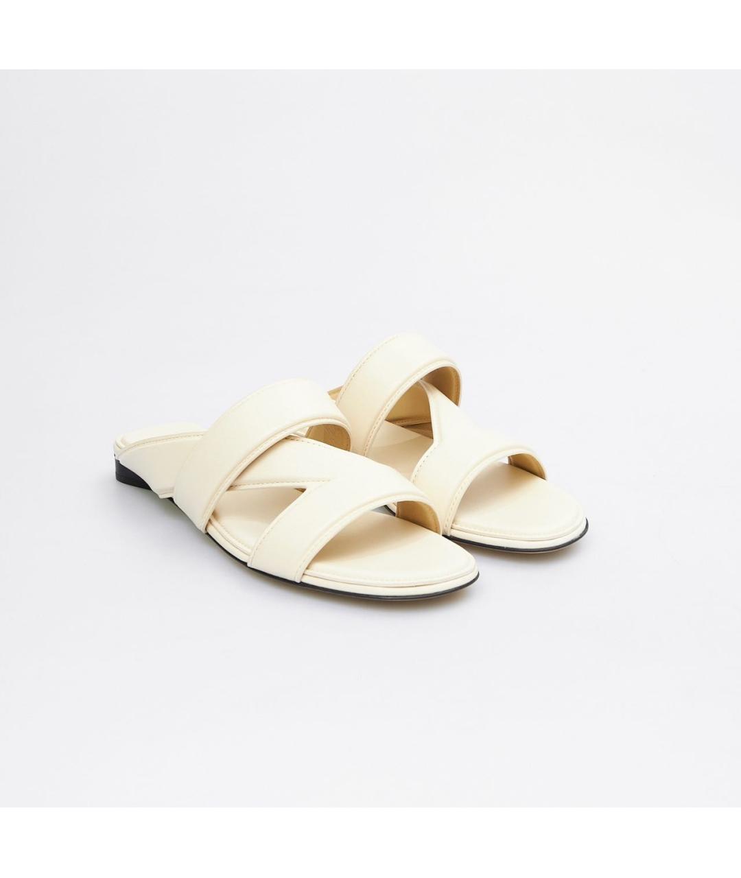 BOTTEGA VENETA Бежевые кожаные шлепанцы, фото 2