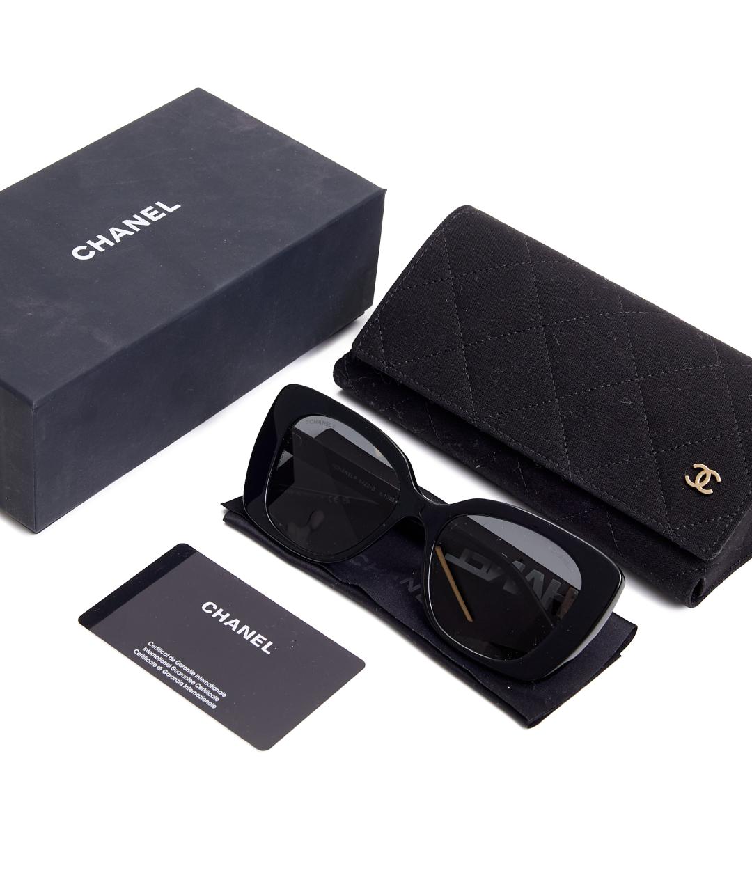 CHANEL Черные пластиковые солнцезащитные очки, фото 6