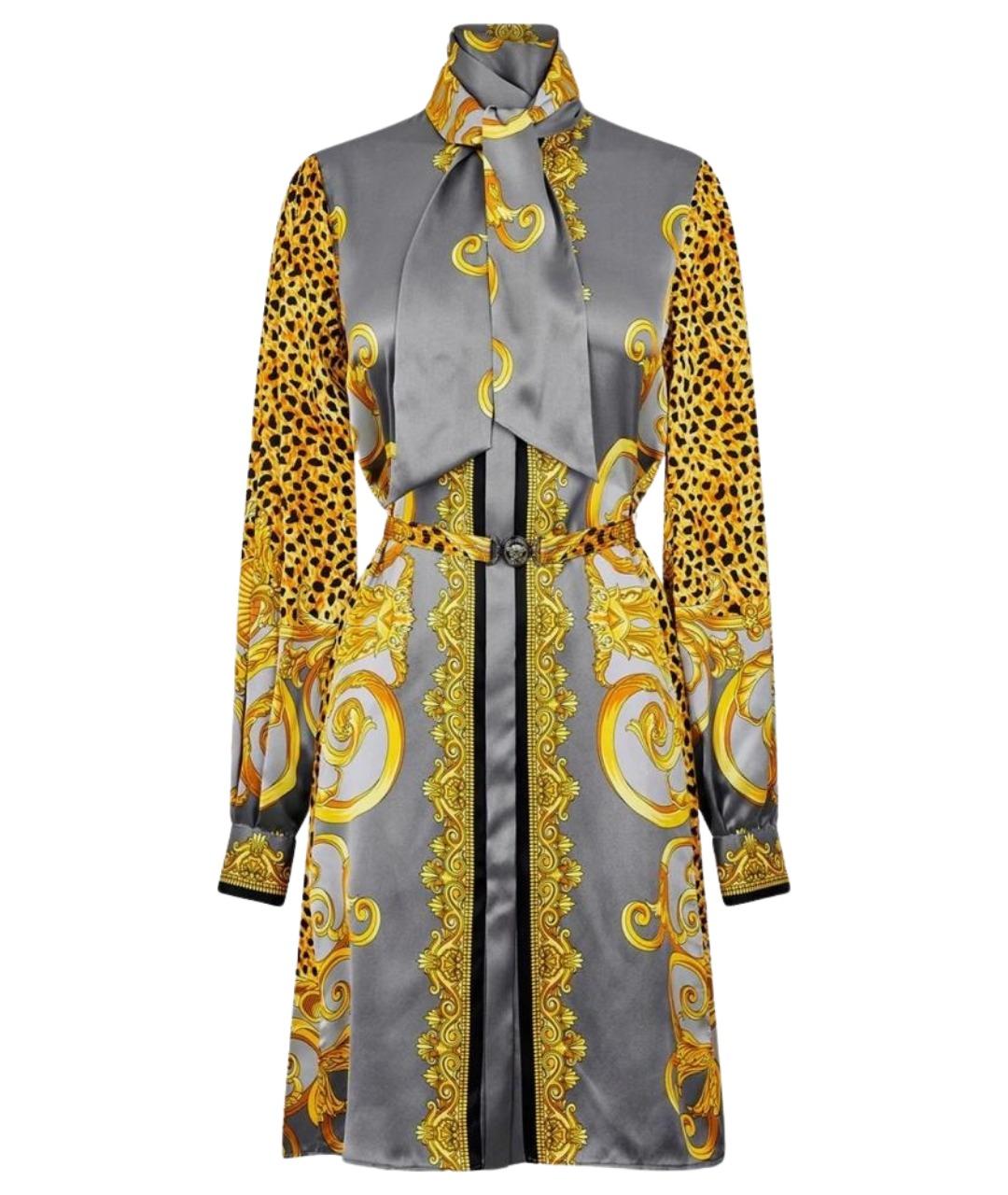 VERSACE Мульти шелковое коктейльное платье, фото 1