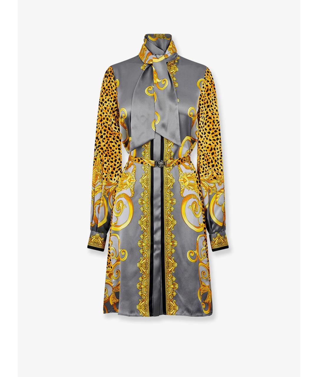 VERSACE Мульти шелковое коктейльное платье, фото 4